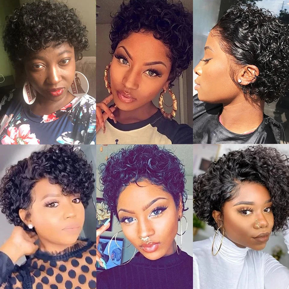 Curly Pixie Cut Lace Front Wig – 13x4 Transparent Human Hair Short Bob, 200% Density